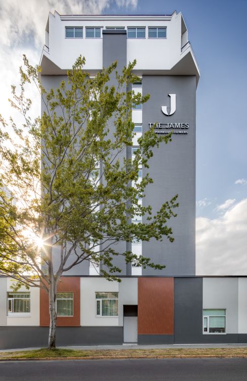 The James -  a landmark 12-storey concrete rental tower